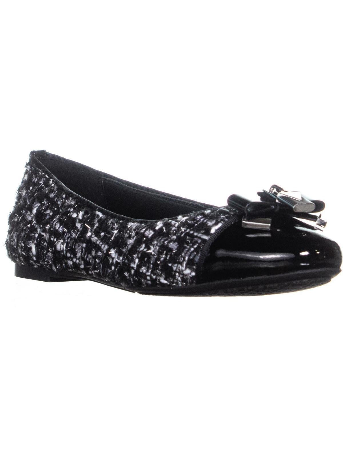 Womens MICHAEL Michael Kors Alice Ballet Flats, Black/Silver,