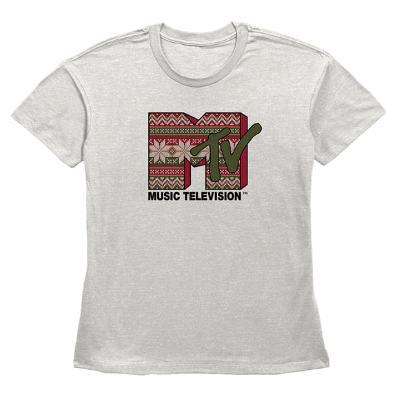 Womens MTV Christmas Sweater Logo T Shirt