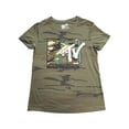 thumbnail image 1 of Womens MTV Music Television Army Green Camo Print Short Sleeve T-Shirt XL, 1 of 1