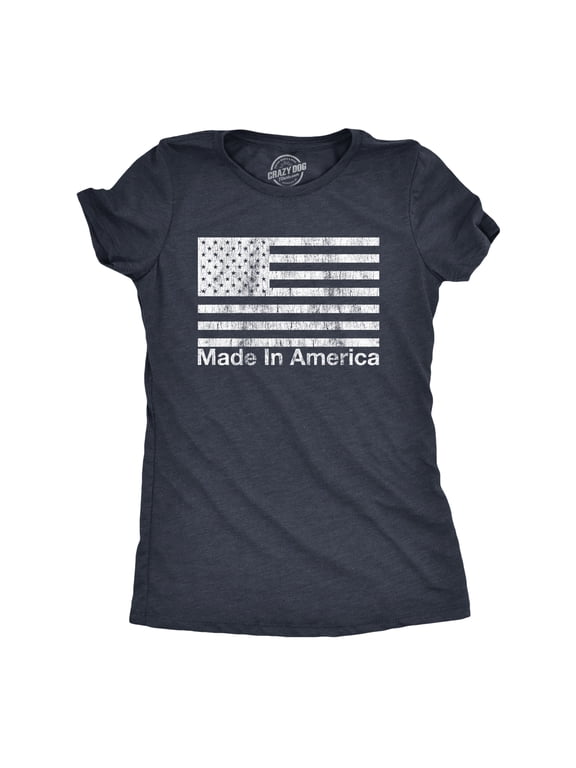 Womens Made In America T Shirt Funny Patriot Flag US Pride Party Graphic Tee Womens Graphic Tees