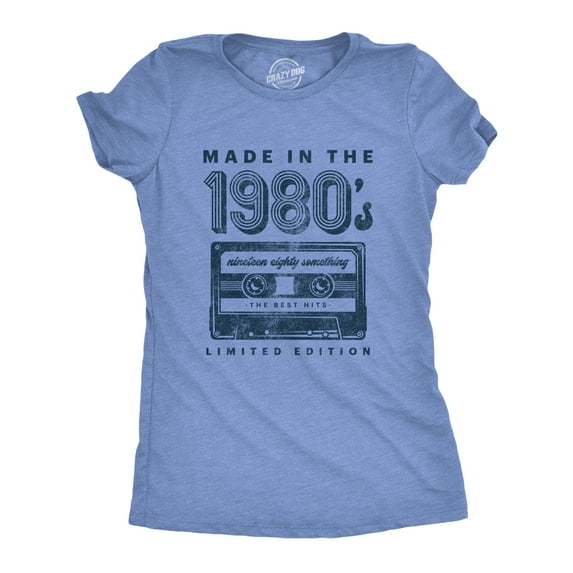 Womens Made In The 1980s T Shirt Funny Retro Cassette Tape Music Graphic Tee Womens Graphic Tees
