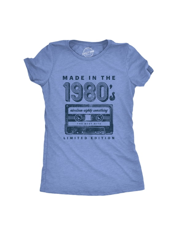 Womens Made In The 1980s T Shirt Funny Retro Cassette Tape Music Graphic Tee Womens Graphic Tees