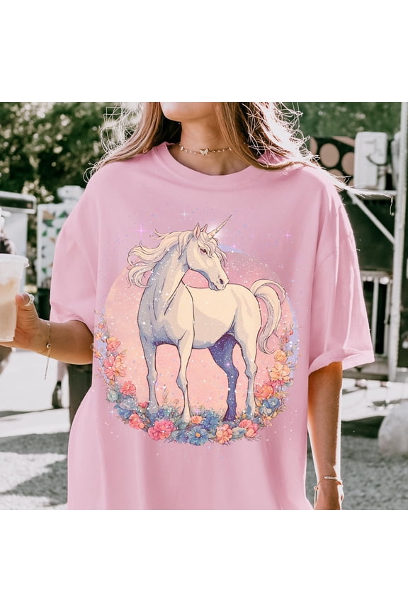 Womens Magical Unicorn T-Shirt, Retro Vintage Mythical Unicorn shirt, Comfort Colors Fairycore, Dark Fantasy Creature Gift, Dreamcore Tee