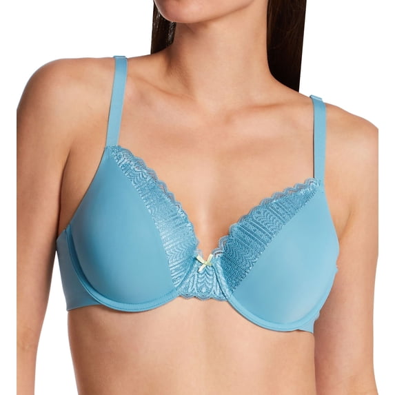 Women's Maidenform 09404 Comfort Devotion Embellished Extra Coverage Bra (Cornflower Teal/Green 38C)
