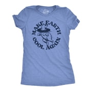 Womens Make Earth Cool Again T Shirt Funny Polar Bear Inner Tube Relaxing Graphic Novelty Tee for Ladies Womens Graphic Tees
