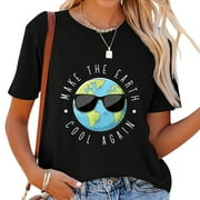 Womens Make The Earth Cool Again Earth Day T-Shirt Black 2XL