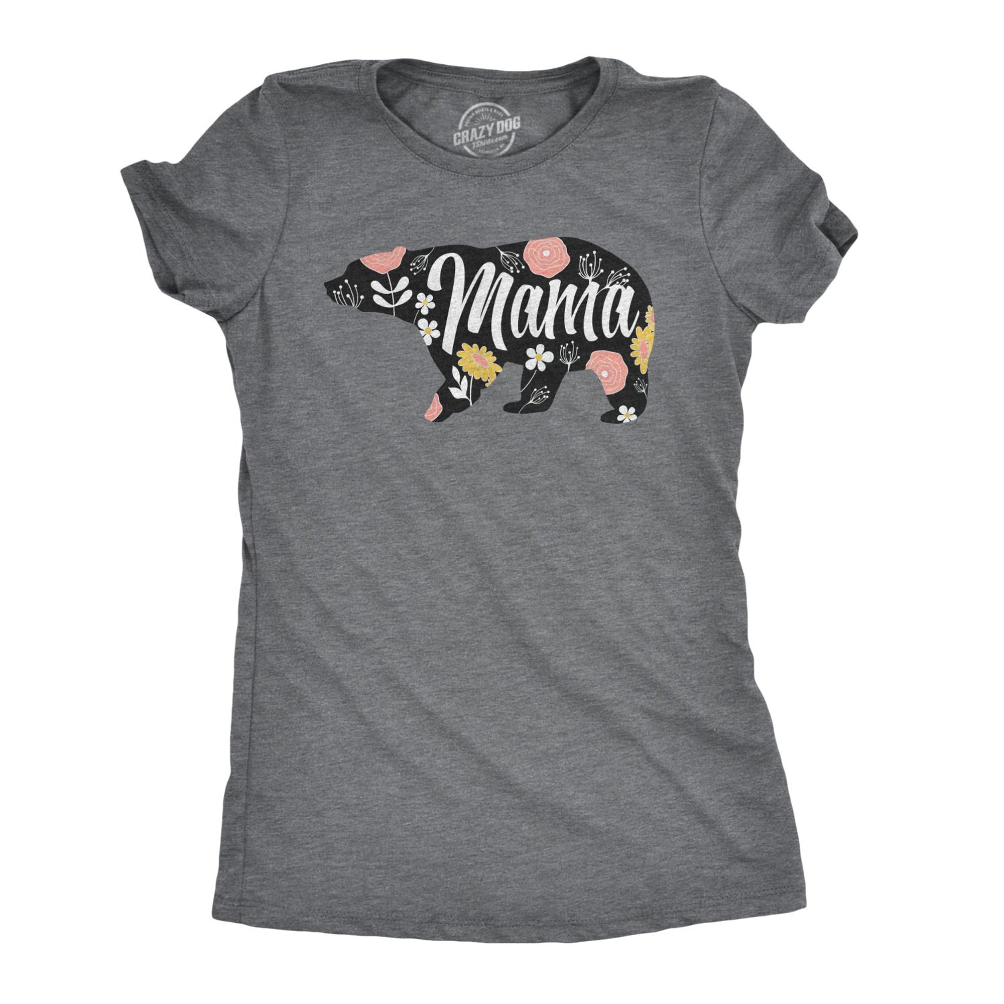  Womens Mama Bear with 4 Cubs Shirt - Floral Mother's Day Gift  V-Neck T-Shirt : Clothing, Shoes & Jewelry