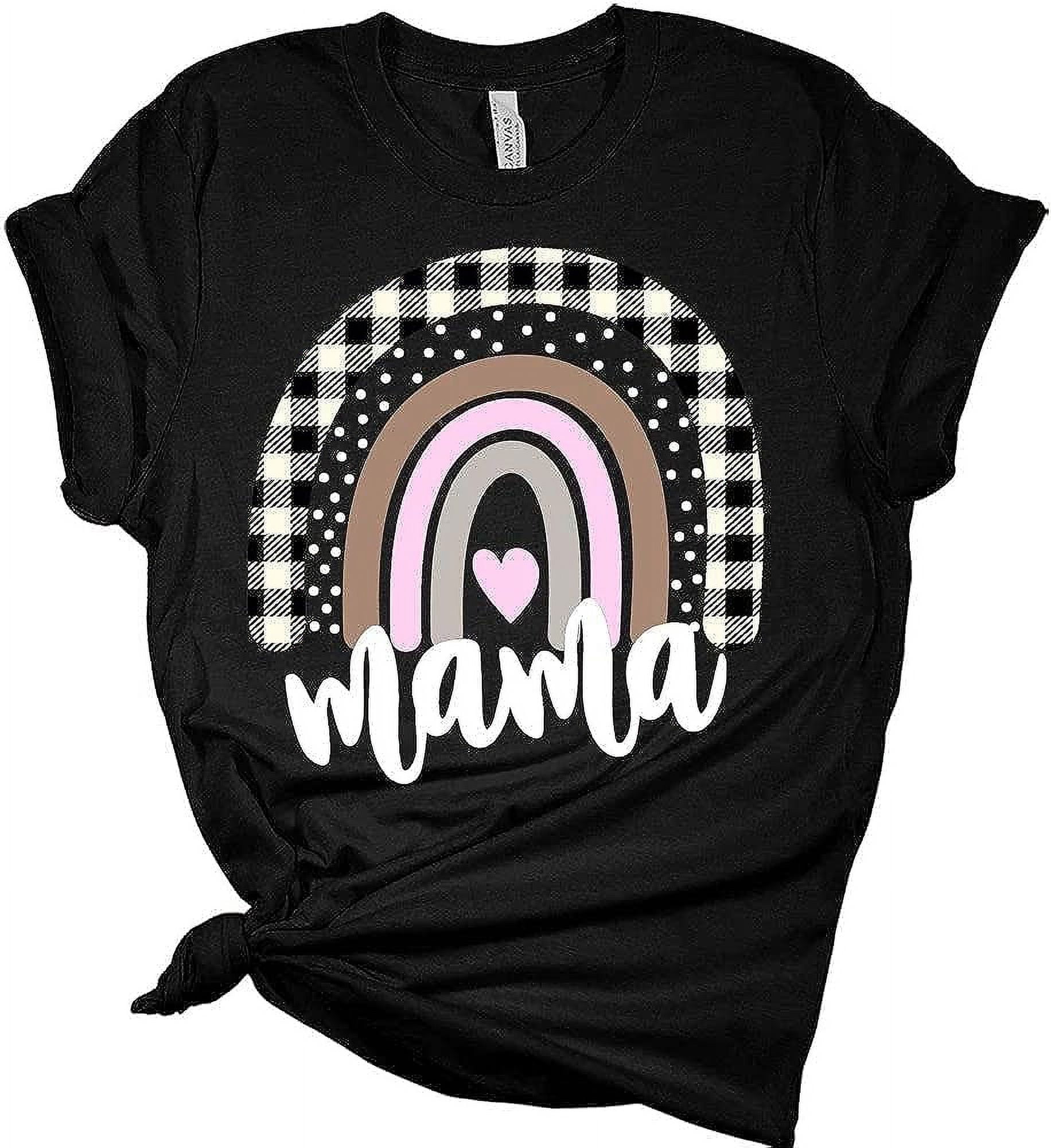 Womens Mama Shirt Plaid Mama T Shirts Cute New Mom Shirts Rainbow ...