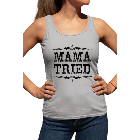 Womens Mama Tried Retro Country Music Racerback Tank Top T-Shirt