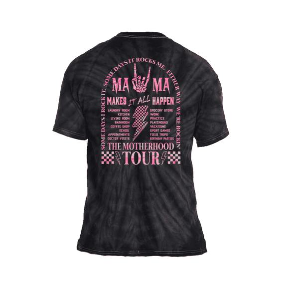 Womens Mama World Tour Mother's Day Whimsical Funny Purple Design Ladies Short Sleeve T-Shirt-Black-3X-Large