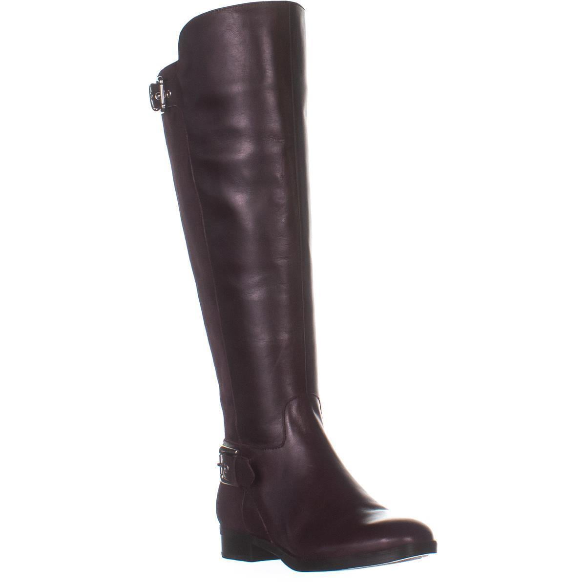 Womens Marc Fisher Damsel Wide Calf Knee High Boots Dark Red Leather Walmart