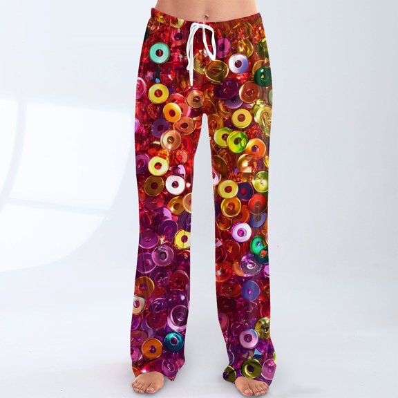 Womens Mardi Gras Pajama Pants Drawstring Elastic Waist Pj Pants Graphic Mask Print Holiday Party Lounge Pants Sleepwear with Pockets