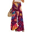 thumbnail image 1 of Womens Mardi Gras Pants Graphic Mask Print Holiday Party Lounge Pants Drawstring Wide Leg Pants for Women with Pockets, 1 of 4