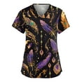 thumbnail image 1 of Womens Mardi Gras Scrubs Glitter Carnival Short Sleeve Nursing Top Mask Print V Neck Holiday Nurse Uniform with Pockets Black M, 1 of 4