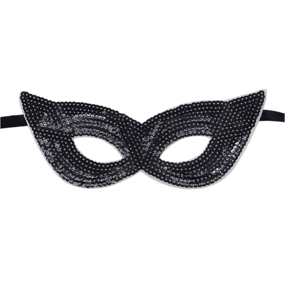 Womens Mardi Gras Sequin Mask Costume Shining Fleur De Lis Lace-Up Mask Masquerade Venetian Carnival Mask for Party Decorations 1 PC Black One Size