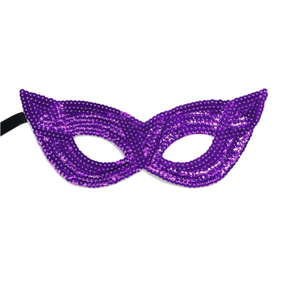 Womens Mardi Gras Sequin Mask Costume Shining Fleur De Lis Lace-Up Mask Masquerade Venetian Carnival Mask for Party Decorations 1 PC Purple One Size