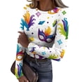 thumbnail image 1 of Womens Mardi Gras Shirts Carnival Sequins Crew Neck Blouse Sparkly Long Sleeve Green T Shirts White M, 1 of 7