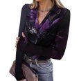 thumbnail image 1 of Womens Mardi Gras Shirts Carnival Sequins V Neck Tunic Tops Sparkly Long Sleeve Party Graphic Tee Dark Purple L, 1 of 7