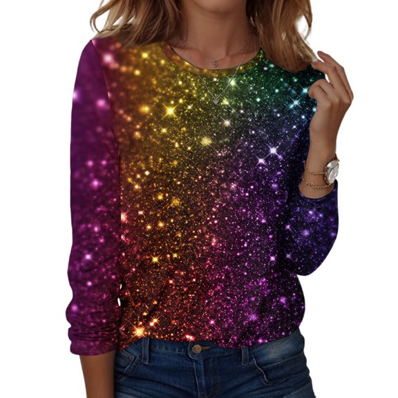 Womens Mardi Gras Shirts Plus Size Casual Long Sleeve T-Shirts Funny Carnival Mask Printed Tunic Tops Party Round Neck Pullover Loose Blouses Dark Blue 2XL