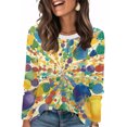 thumbnail image 1 of Womens Mardi Gras Shirts Sparkly Glitter Crew Neck Tunic Tops Feathers Print Long Sleeve Green Graphic Tee Orange L, 1 of 6