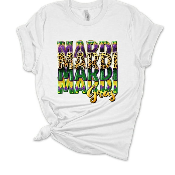 Womens Mardi Gras Tshirt Mardi Mardi Mardi Gras Short Sleeve T-shirt-White-5xl