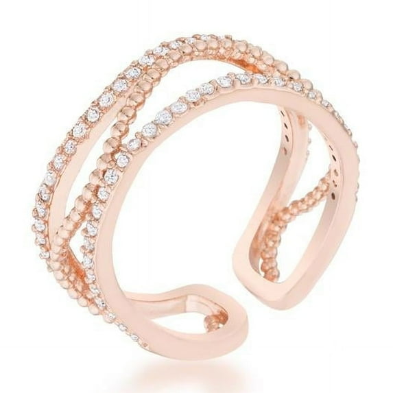 Womens Marina 0.5 CT Cubic Zirconia Rose Gold AbstractCuff Ring - Size 8