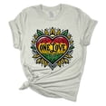 thumbnail image 1 of Womens Marley Tshirt One Love Heart Rasta Flag Colors Short Sleeve T-shirt-Athletic Heather-large, 1 of 1