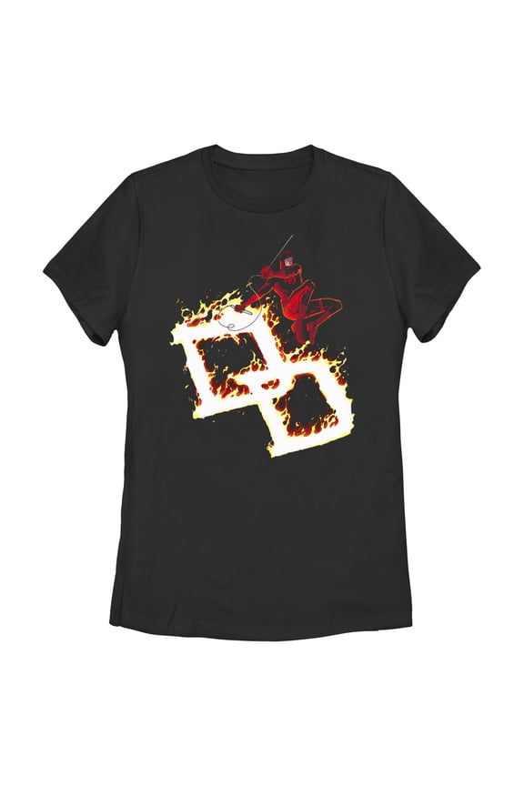Womens Marvel: Daredevil Initials Fire Icon T Shirt