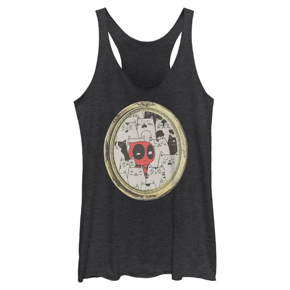 Womens Marvel Deadpool Cats Animated Frame Racerback Tank