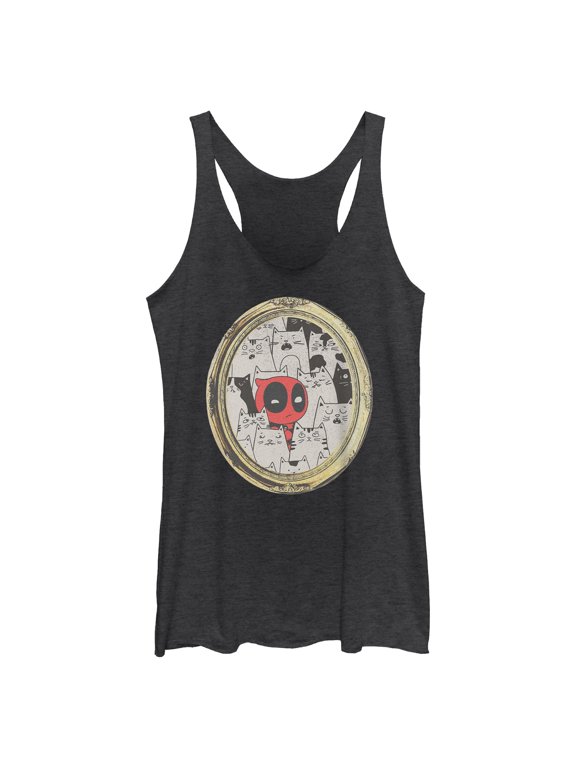 Womens Marvel Deadpool Cats Animated Frame Racerback Tank