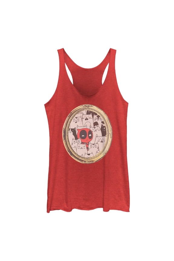 Womens Marvel Deadpool Cats Animated Frame Racerback Tank