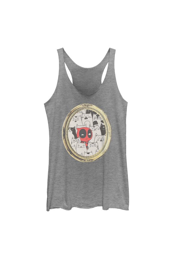 Womens Marvel Deadpool Cats Animated Frame Racerback Tank