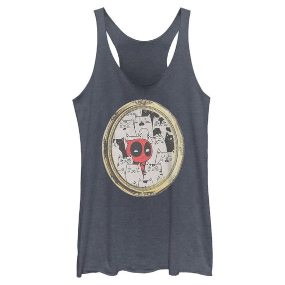 Womens Marvel Deadpool Cats Animated Frame Racerback Tank