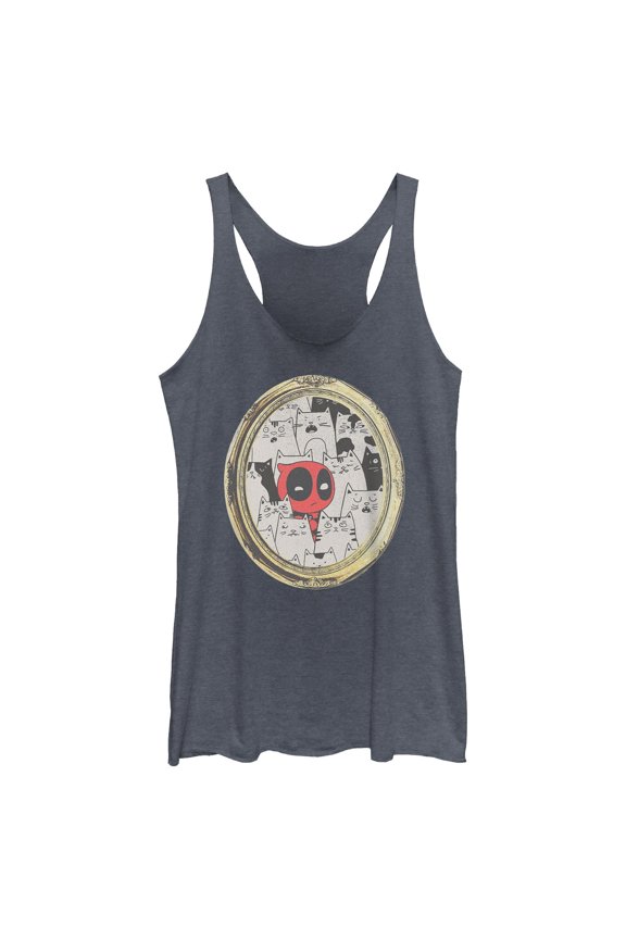 Womens Marvel Deadpool Cats Animated Frame Racerback Tank