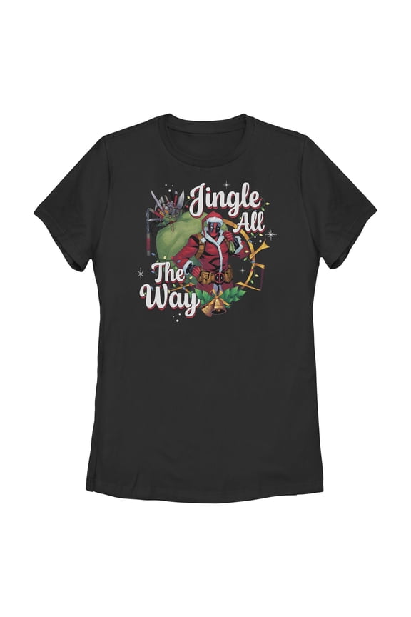 Womens Marvel: Deadpool Jingle All The Way Portrait T Shirt