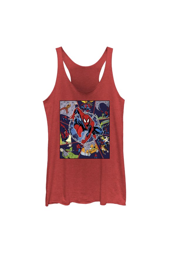 Womens Marvel: Spider-Man Action Scenes Racerback Tank