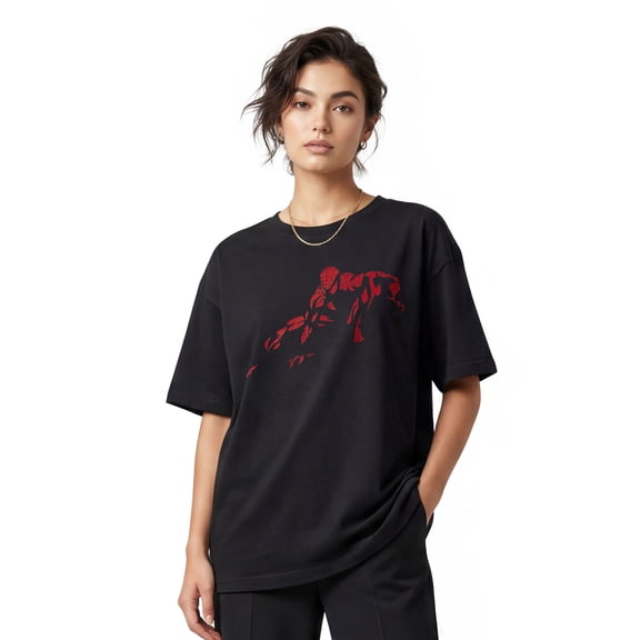 Womens Marvel: Spider-Man Vintage Red Wraith Shadow Pose Boyfriend T Shirt