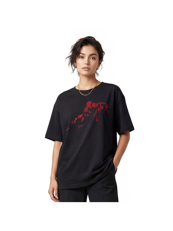 Womens Marvel: Spider-Man Vintage Red Wraith Shadow Pose Boyfriend T Shirt