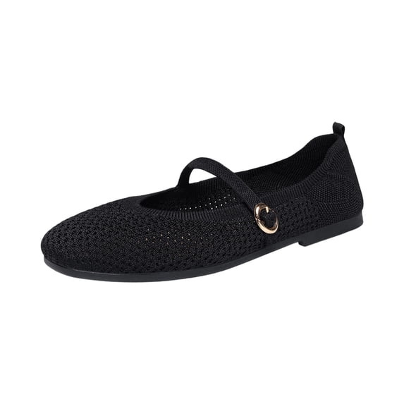 Womens Mary Jane Flats Adjustable Strap Lightweight Breathable Shoes for Work & Daily Walking Round Toe Casual Mesh Ballet Flat Shoes