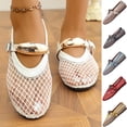 thumbnail image 1 of Womens Mary Jane Flats Spring New Arrival Metal Buckle Fishnet Round Toe Retro Breathable Flat Shoes for Daily Walking, 1 of 9