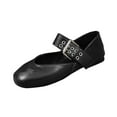 thumbnail image 1 of Womens Mary Jane Flats with Buckle Strap - Black PU Faux Leather Comfortable Slip-On Shoes for Women, Casual Everyday Flat,Size 37, 1 of 9