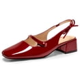 thumbnail image 1 of Womens Mary Jane Shoes Slingback Chunky Low Heels Bow Closed Square Toe Pumps Wedding Party Dress Shoes, 1 of 3