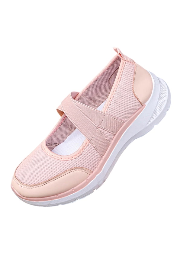 Womens Mary Jane Sneakers Slip On Comfort Walking Shoes Lightweight Breathable Mesh for Work Standing All Day Blush Pink,Size 5.5