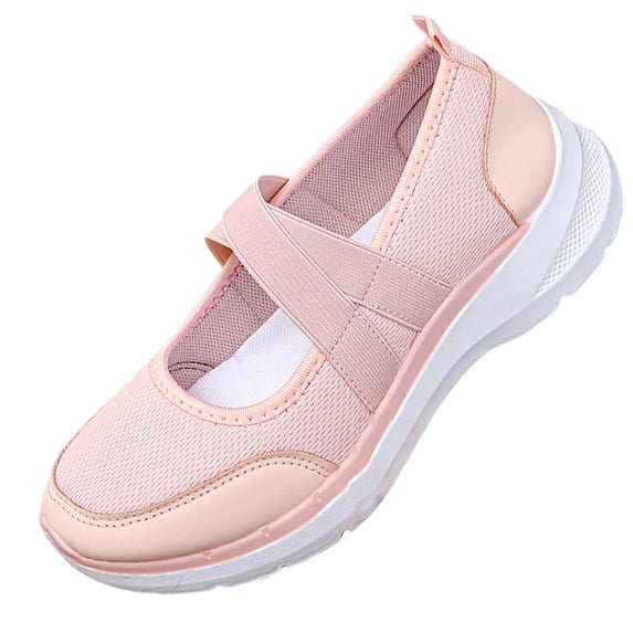 Womens Mary Jane Sneakers Slip On Comfort Walking Shoes Lightweight Breathable Mesh for Work Standing All Day Blush Pink,Size 9.5