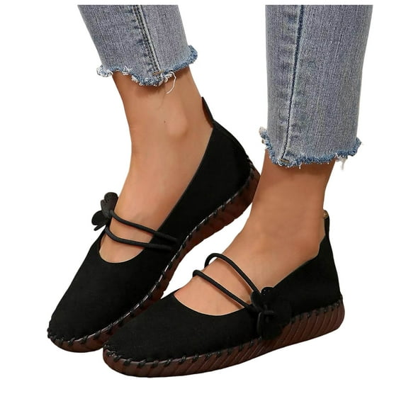 Womens Mary Janes Ballet Flats Vintage Beach Vacation Flower Casual Leather Slip on Walking Dress Shoes