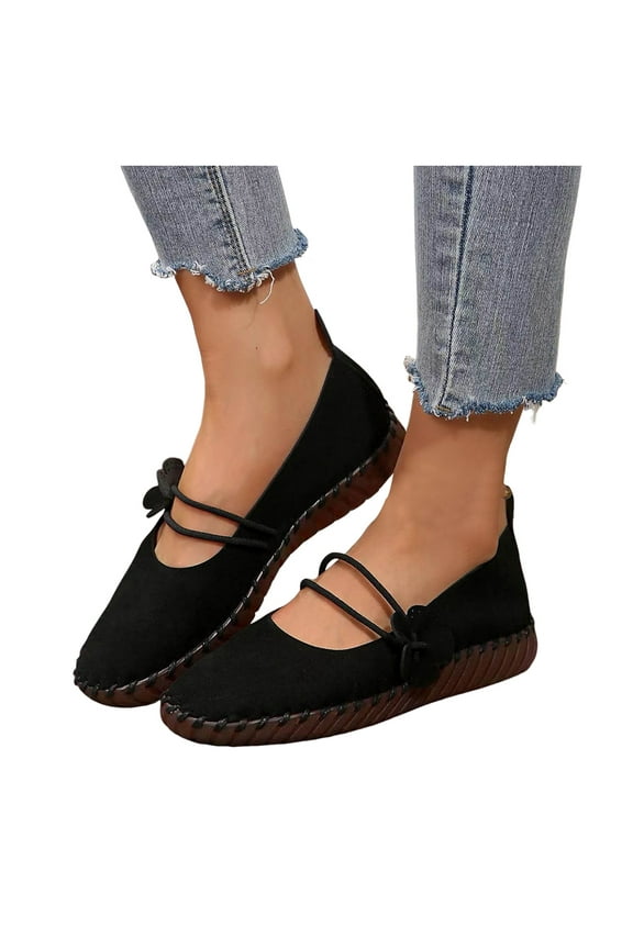 Womens Mary Janes Ballet Flats Vintage Beach Vacation Flower Casual Leather Slip on Walking Dress Shoes