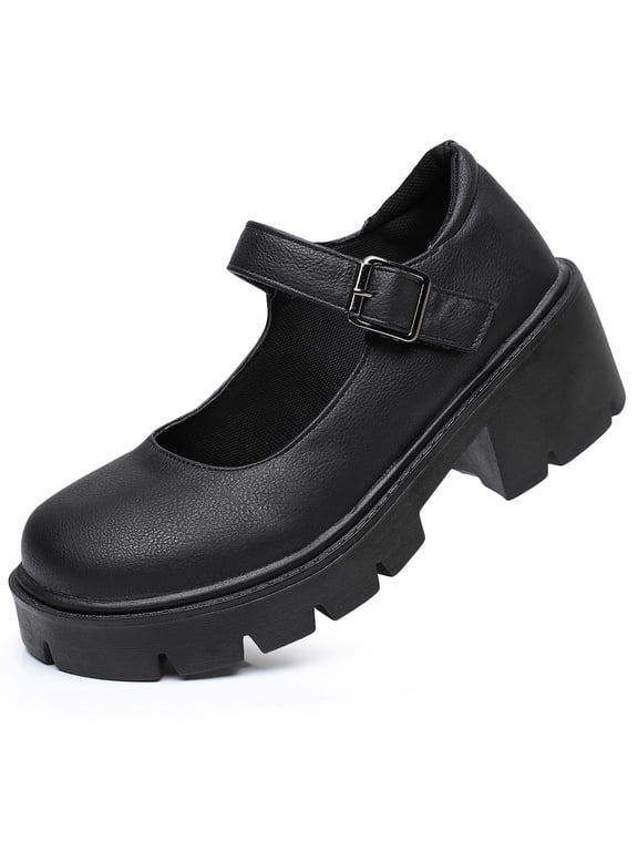 Womens Mary Janes Lolita Shoes Platform Pumps Ankle Strap Wedges Chunky Heel Halloween Cosplay School Students Shoes…