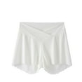 thumbnail image 1 of Womens Maternity Bottom Shorts Summer Solid Color Cross Waisted Lace Trim Comfort Underpants White L, 1 of 4