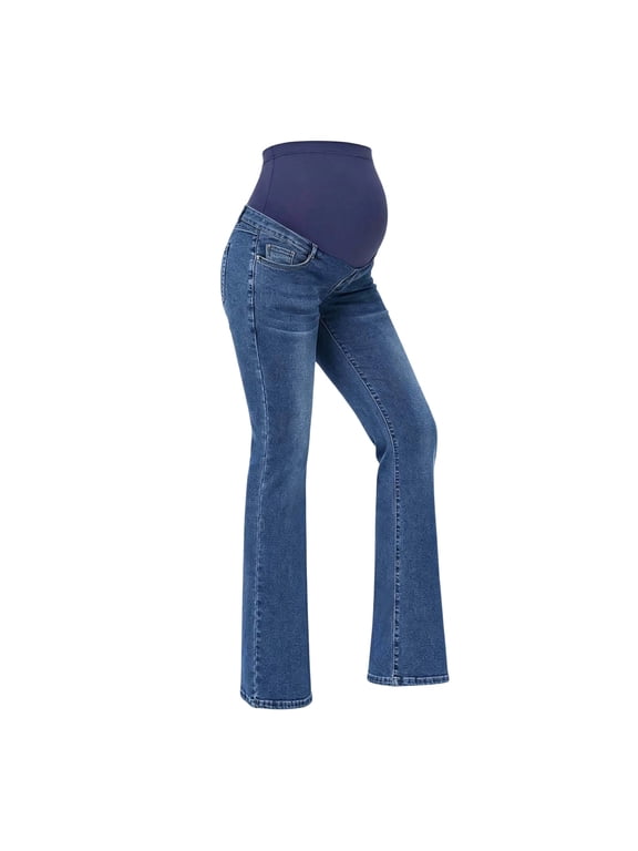 Womens Maternity Denim Jeans High Stretch Supportive Panel Comfortable For Pregnancy Everyday Wear Denim Pants For Women