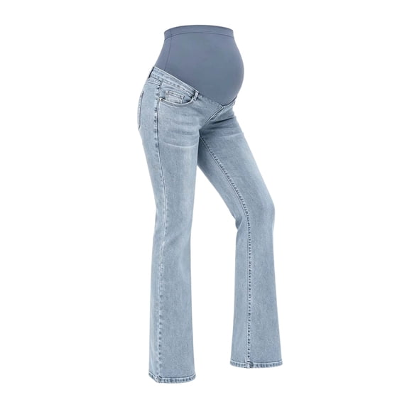 Womens Maternity Denim Jeans High Stretch Supportive Panel Comfortable For Pregnancy Everyday Wear Denim Pants For Women
